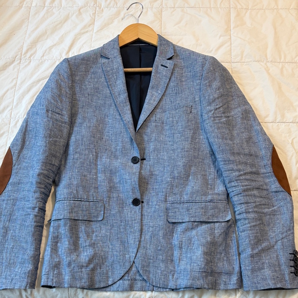 H&M Blue Blazer with Brown Accents